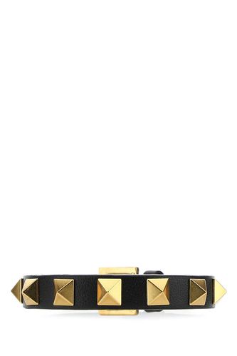 Black Leather Rockstud Bracelet - Valentino Garavani - Modalova