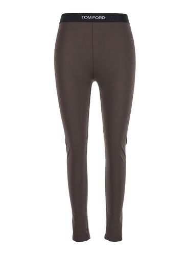 Signature Leggings With Logo Lettering On The Waist In Jersey Stretch Woman - Tom Ford - Modalova