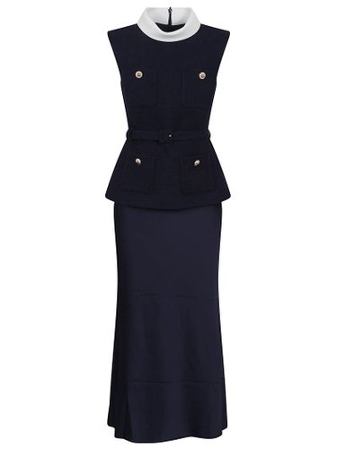 Navy Boucle Sleeveless Midi Dress - self-portrait - Modalova