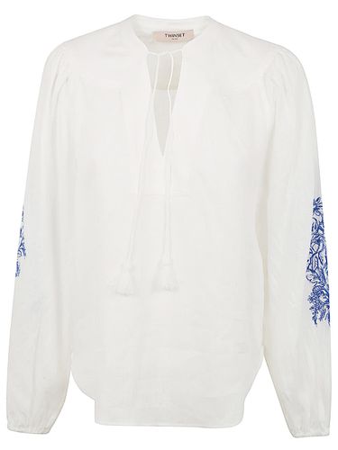 Embroidered Long Sleeve Shirt - TwinSet - Modalova