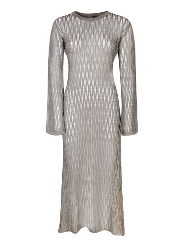 Silver Long Perforated Knit Dress - Federica Tosi - Modalova