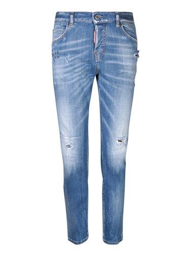 Logo-patch Ripped Straight-leg Jeans - Dsquared2 - Modalova