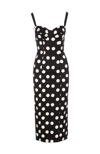 Polka Dot Print Bustier Midi Dress - Dolce & Gabbana - Modalova