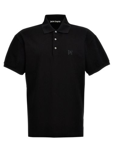 Monogram Embroidered Short-sleeved Polo Shirt - Palm Angels - Modalova