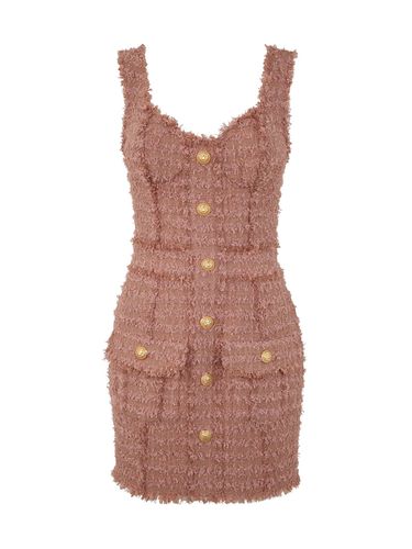 Sleeveless Tweed Buttoned Mini Dress - Balmain - Modalova