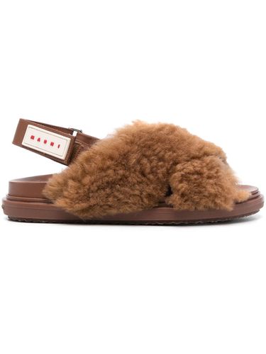 Fussbett Crisscross Sandal Monochrome In Shearling With Logo Back Strap - Marni - Modalova