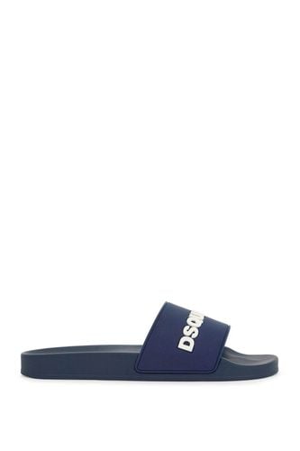 Navy Blue Polyurethane Slippers With Minimalist Design And Leather Sole - Dsquared2 - Modalova