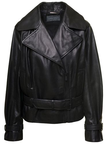 Black Double-breasted Jacket With Matching Belt In Leather Woman - Alberta Ferretti - Modalova