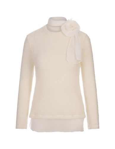 Long-sleeved Top With Silk Flower - Ermanno Scervino - Modalova