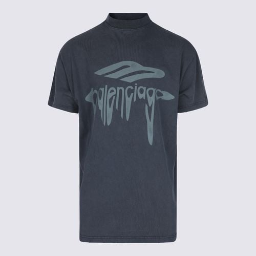 Balenciaga Dark Blue Cotton T-shirt - Balenciaga - Modalova