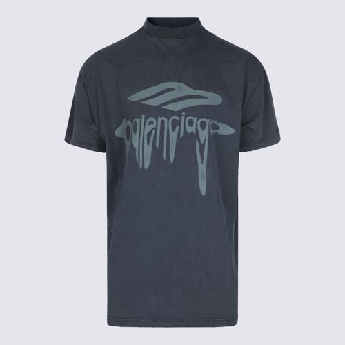 Balenciaga Dark Blue Cotton T-shirt - Balenciaga - Modalova