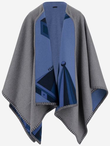 Nadir Print Reversible Cape In Cahsmere Blend - Ferragamo - Modalova