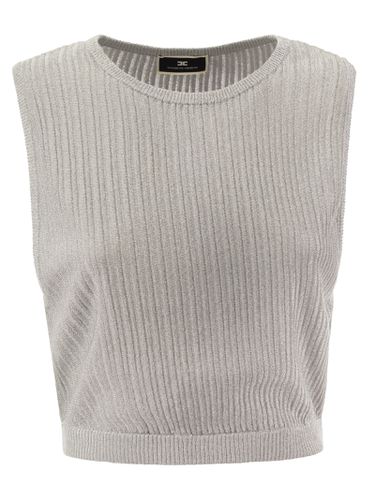 Metallised Viscose Cropped Top - Elisabetta Franchi - Modalova