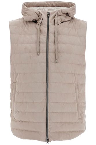 Sleeveless Down Jacket In Dove Gray Polyester With Quilted Hood - Herno - Modalova