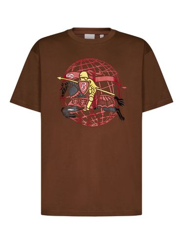 Brown Crewneck T-shirt With Graphic Print In Cotton Man - Burberry - Modalova