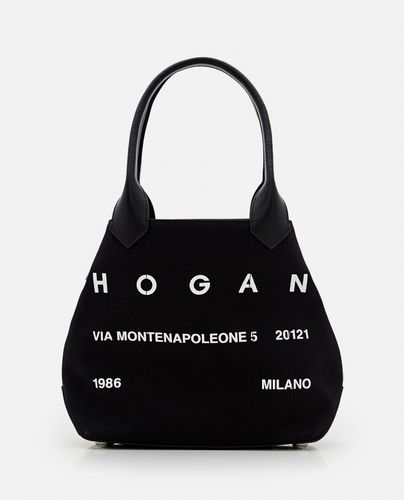 Medium Script Canvas Shopping Bag - Hogan - Modalova