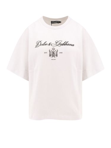 Monogram Embroidered Crewneck T-shirt - Dolce & Gabbana - Modalova