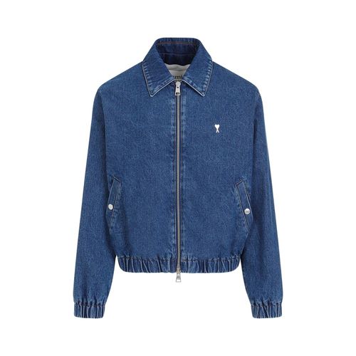 Paris De Coeur-plaque Zipped Denim Jacket - Ami Alexandre Mattiussi - Modalova