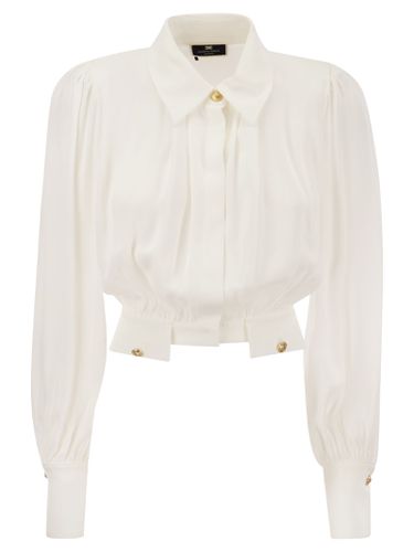 Cropped Shirt In Viscose Georgette - Elisabetta Franchi - Modalova