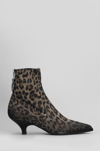 High Heels Ankle Boots In Animalier Suede - Elena Iachi - Modalova