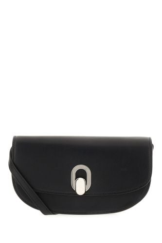 Black Leather Tondo Crescent Crossbody Bag - Savette - Modalova