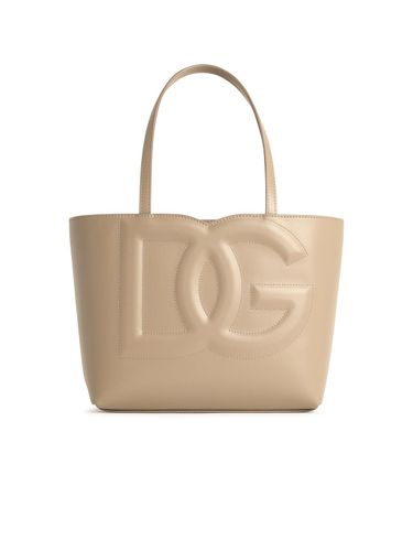 Small Beige Leather Shopping Bag - Dolce & Gabbana - Modalova