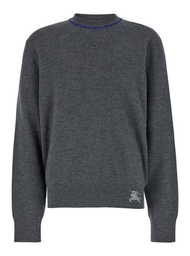 Crewneck Sweater With Ekd Logo Detail On The Hem In Wool Man - Burberry - Modalova