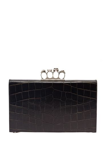 Clutch With Four Ring Detail In Croco Printed Leather - Alexander McQueen - Modalova