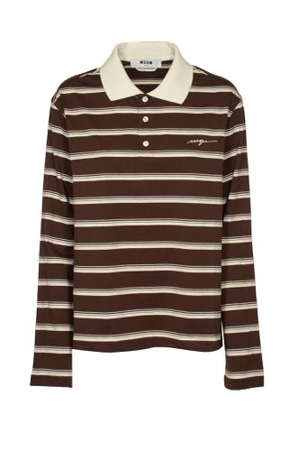 MSGM Stripe Long-sleeved Polo Shirt - MSGM - Modalova