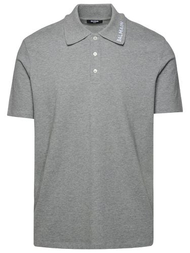 Balmain Grey Cotton Polo Shirt - Balmain - Modalova