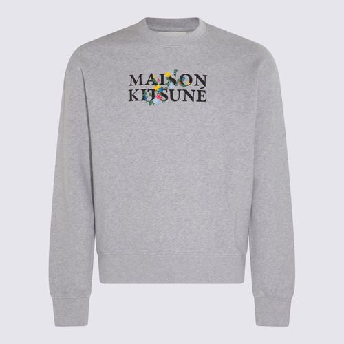 Light Grey Melange Flower Lettering Sweatshirt - Maison Kitsuné - Modalova