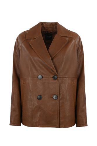 Double-breasted Leather Peacoat - Weekend Max Mara - Modalova