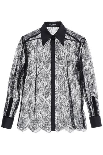 Chantilly Lace Shirt With Satin Details - Dolce & Gabbana - Modalova