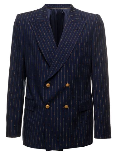 Mans Printed Wool Double-breasted Blazer - Gucci - Modalova