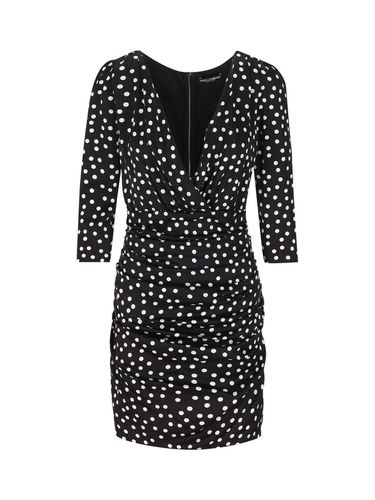 Polka Dot-printed Plunging V-neck Mini Dress - Dolce & Gabbana - Modalova