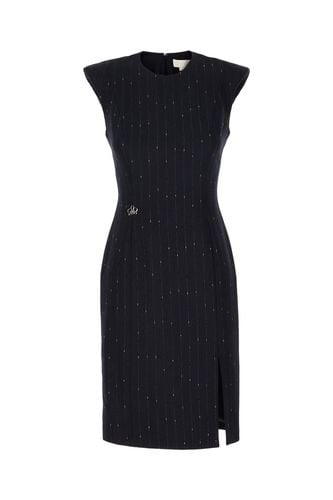 Midnight Blue Stretch Wool Blend Dress - Genny - Modalova