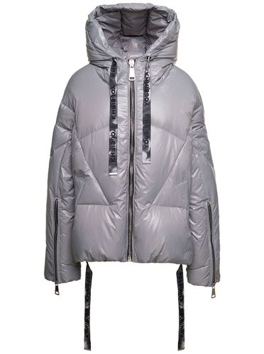 Grey puff Khris Iconic Oversized Down Jacket With Hood In Polyester Woman - Khrisjoy - Modalova