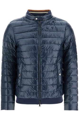 Dark Blue Lightweight Quilted Nylon Down Jacket With High Collar - Herno - Modalova