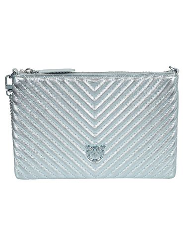 Matelassé Metallic Zipped Clutch Bag - Pinko - Modalova