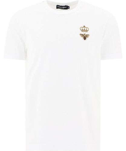 Logo Embroidered T-shirt - Dolce & Gabbana - Modalova