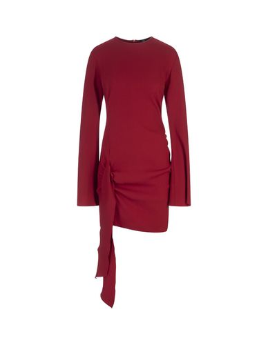 Red Short Dress With Long Sleeves And Bow Detail - Blumarine - Modalova