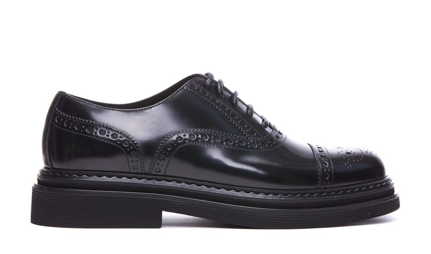 Leather Francesina Lace Up Shoes - Dolce & Gabbana - Modalova