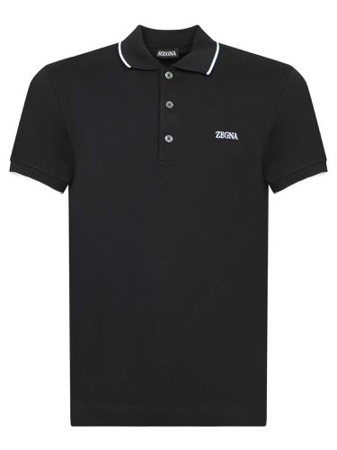 Contrast Logo Piquet Polo Shirt - Zegna - Modalova