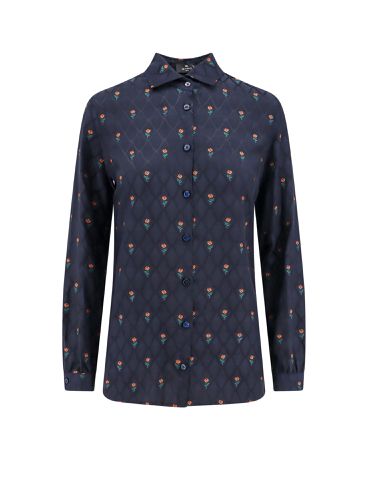 Etro Blue Silk Blend Shirt - Etro - Modalova