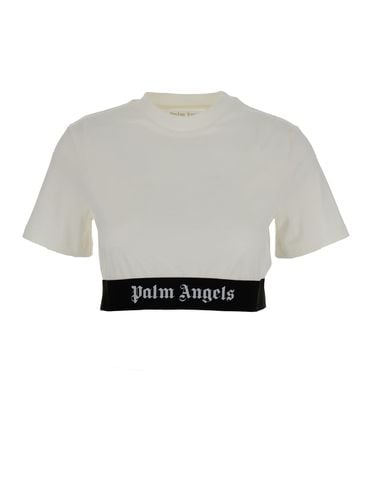 Cropped T-shirt With Jacquard Logo In Cotton Woman - Palm Angels - Modalova