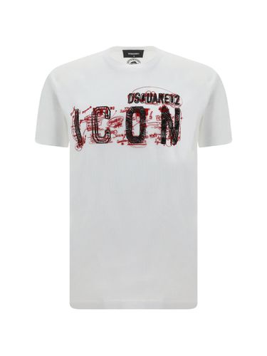 Cotton T-shirt With Icon Scribble Print - Dsquared2 - Modalova