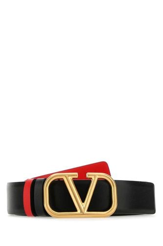 Black Leather Vlogo Signature Reversible Belt - Valentino Garavani - Modalova