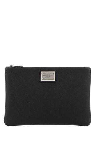 Black Leather And Nylon Pouch - Dolce & Gabbana - Modalova