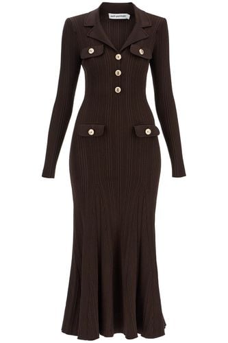 Midi Ribbed Viscose Dress With - self-portrait - Modalova