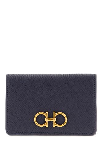 Navy Blue Leather Card Holder - Ferragamo - Modalova